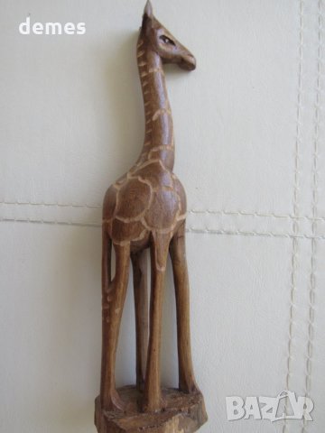  Жираф-дървена фигура от махагон, снимка 1 - Декорация за дома - 26209469
