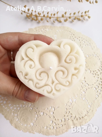 Декоративни свещички две гравирани сърцa в комплект, допълнение към вашата романтика, снимка 3 - Декорация за дома - 53619674