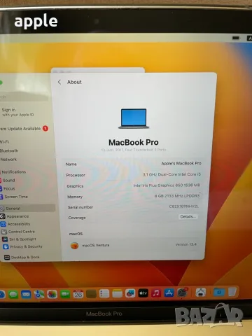 13" MacBook Pro A1706 Touch(Mid-2017)-8GB/256GB, снимка 4 - Лаптопи за работа - 55811785