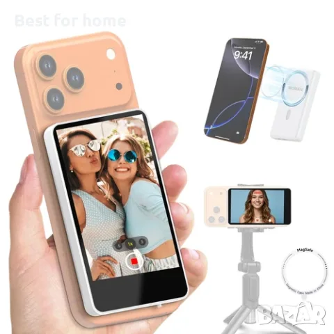 Moman XView M4 екран за селфита за iPhone и Android, 4-инчов дисплей, 5.8GHz P2P предаване, снимка 9 - Селфи стикове, аксесоари - 55847462