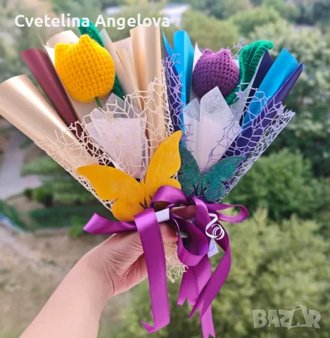 Вечни букети от плетени лалета , снимка 11 - Изкуствени цветя - 55871513