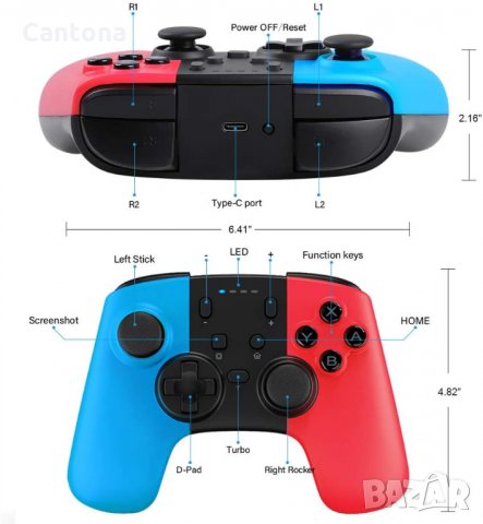 Безжичен контролер Pro за Nintendo Switch,PC, с Gyro Axis, Turbo бутон и двойна вибрация, снимка 5 - Аксесоари - 35858955