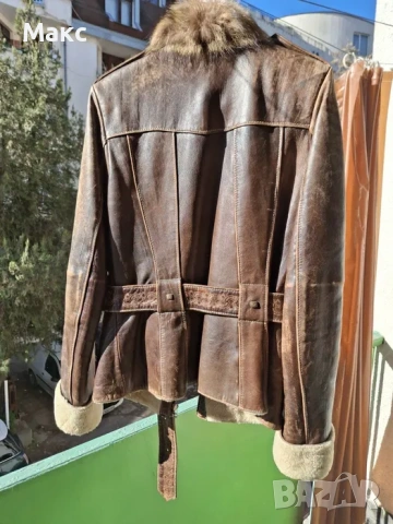 Кожено кафяво яке, снимка 2 - Якета - 53728352