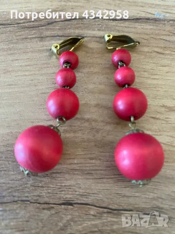 Vintage.Germany. Дървени щипки за уши., снимка 2 - Обеци - 49413320