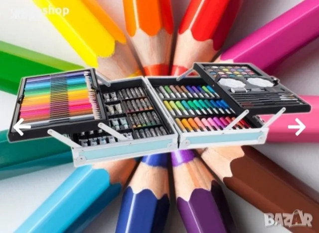 ГОЛЯМ КОМПЛЕКТ ЗА ОЦВЕТЯВАНЕ В МЕТАЛЕН КУФАР СИН ИЛИ РОЗОВ 9910001, снимка 15 - Рисуване и оцветяване - 47672782