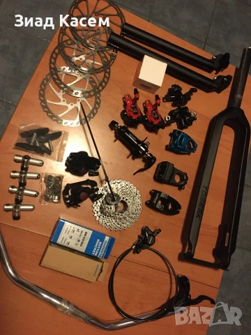 Вело части, карбонова вилка, курбели Cues, Avid BB7.