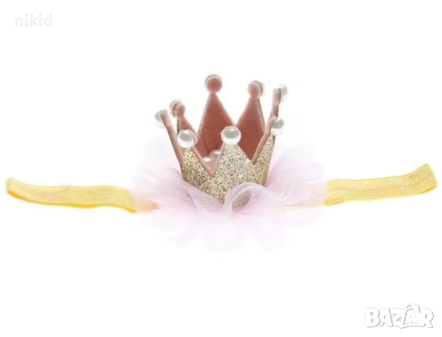 лента корона за коса глава за принцеса бебе на ластик с мъниста и брокат, снимка 11 - Други - 15031653