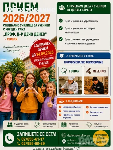 Училищен прием на деца със СОП/аутистичния спектър/увреден слух 