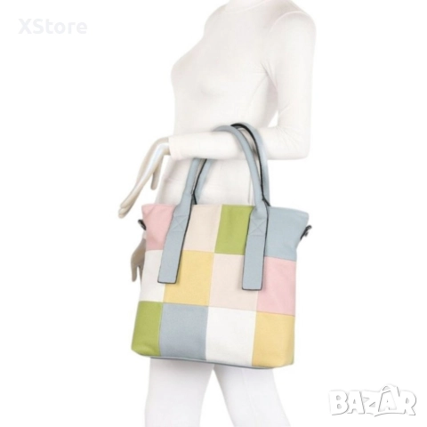 Шарена дамска чанта с разноцветна дръжка, снимка 8 - Чанти - 52584757