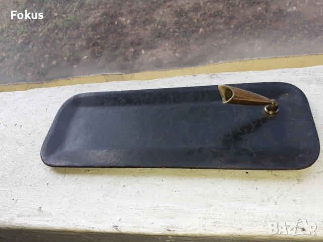 Стара поставка за писалка мастилница кожа - за бюрото, снимка 3 - Антикварни и старинни предмети - 53385404