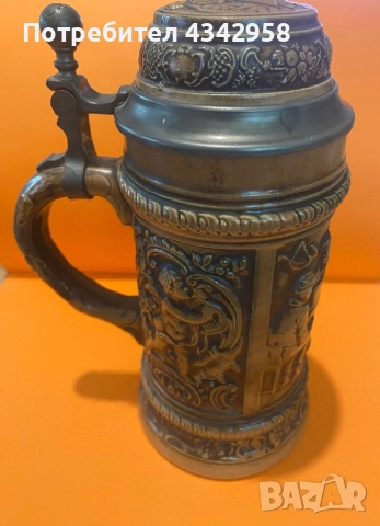 Винтидж (1949-1990)  бирена халба « Семейство на ловци» Gerz W. Germany с дебел капак.