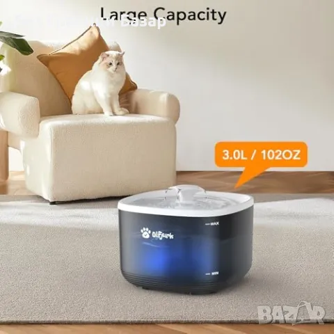 Нов автоматичен фонтан за котка голям 3L Дозатор за вода Много Тих, снимка 6 - За котки - 48682592