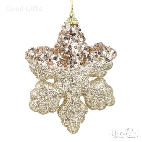 3 броя Златни коледни снежинки за елха, 12см, снимка 3 - Декорация за дома - 42701068