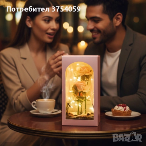 Декоративни рози в прозрачен купол и елегантна опаковка, снимка 3 - Други - 53075208