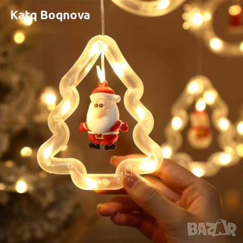 Светещ коледен гирлянд с рингове и малки коледни фигурки , снимка 3 - Друга електроника - 52796208