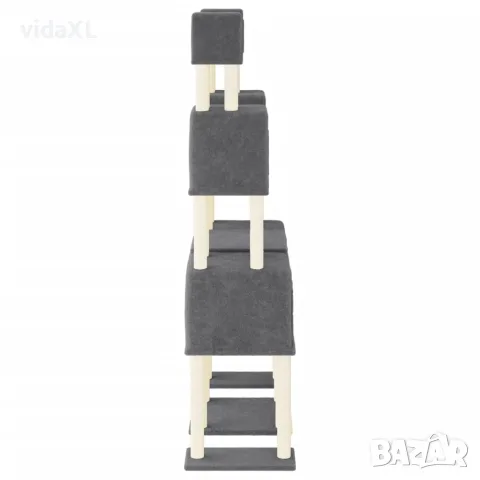 vidaXL Котешко дърво със сизалени стълбове, тъмносиво, 199 см, снимка 4 - За котки - 56146316