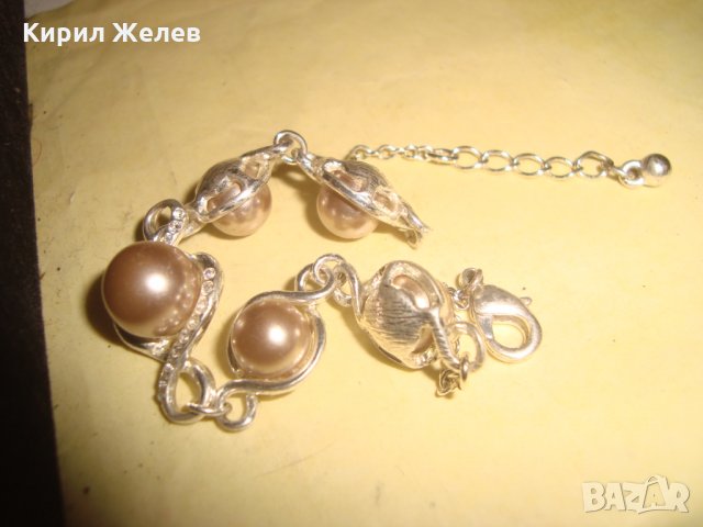 ПОСРЕБРЕНА ПЕРЛЕНА ФЕШЪН ГРИВНА РОЗОВИ ПЕРЛИ 22915, снимка 3 - Гривни - 33846767