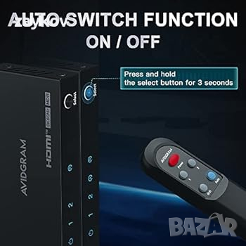 HDMI 2.1 превключвател 8K 60Hz, AVIDGRAM HDMI превключвател 2 в 1 OUT с IR Remote, 2 порта 4k 120Hz, снимка 5 - Друга електроника - 44810734