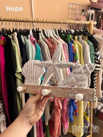 Закачалка за стена от дърво с морски декор , снимка 2 - Декорация за дома - 50178750