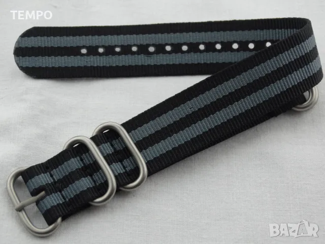 КАИШКА ZULU- ЧЕРЕН / СИВ -22мм + ПОДАРЪК, снимка 7 - Каишки за часовници - 48146992