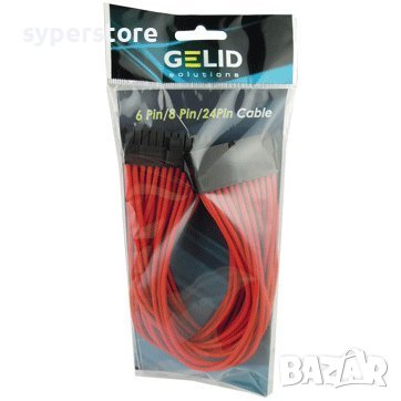 Кабел, преходник GELID 24pin Power extension cable 30cm individually sleeved, червен SS30278, снимка 2 - Други - 40103308