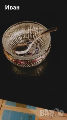 Купа с лъжичка-посребрена, снимка 1