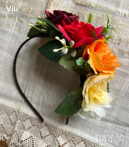 Диадема с цветя за носия, снимка 11 - Аксесоари за коса - 38365401