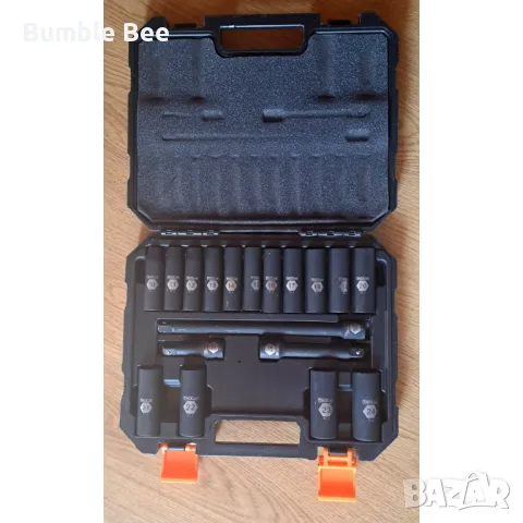 Комплект Битове 10mm - 24mm 18 Броя Хром-ванадиева Стомана Тресчотка, снимка 2 - Гедорета - 50193051