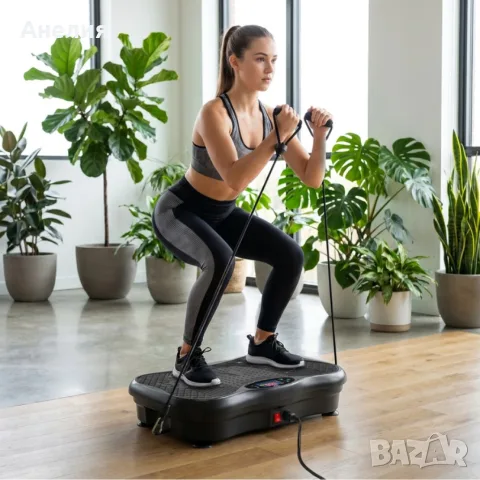 Вибрационна платформа 150W с Bluetooth, дистанционно и ластици – до 150 кг, снимка 9 - Фитнес уреди - 55945414