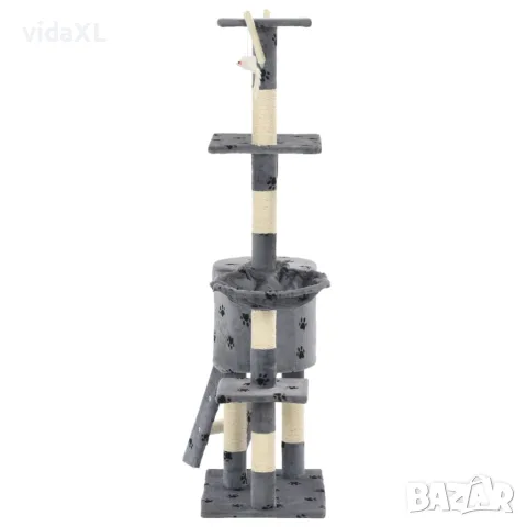 vidaXL Котешко дърво със сизалени стълбове, 138 см, сиво, на лапички, снимка 5 - За котки - 56146221