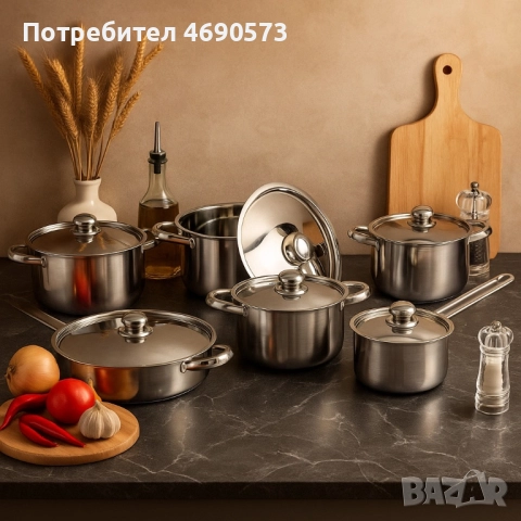 Професионален комплект тенджери Zeiplteir - 12 части Продукт: Комплект тенджери за готвене -, снимка 2 - Съдове за готвене - 52884578