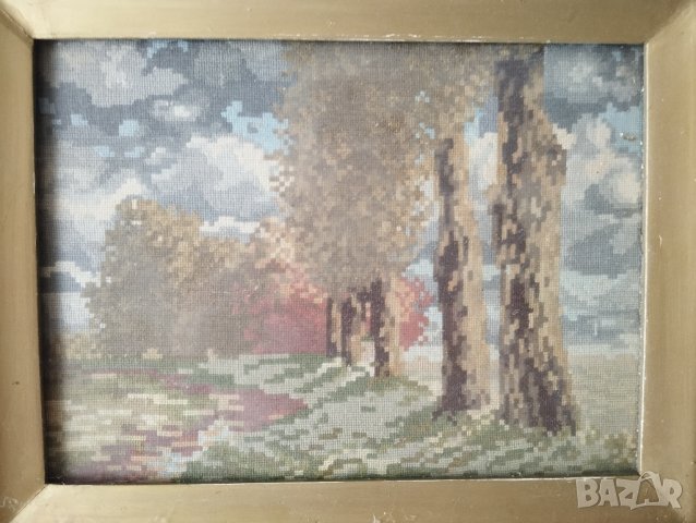 Гоблен в барокова рамка, снимка 2 - Други ценни предмети - 42192394