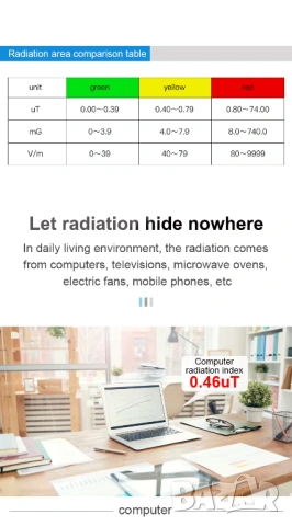 Mestek EMF01 Тестер за електромагнитна радиация, снимка 7 - Други инструменти - 53697856