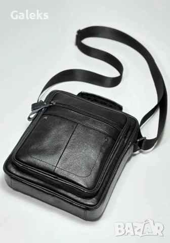 Мъжки елегантни крос’боди чанти с два размера / Черна естествена кожа!, снимка 3 - Чанти - 53101597