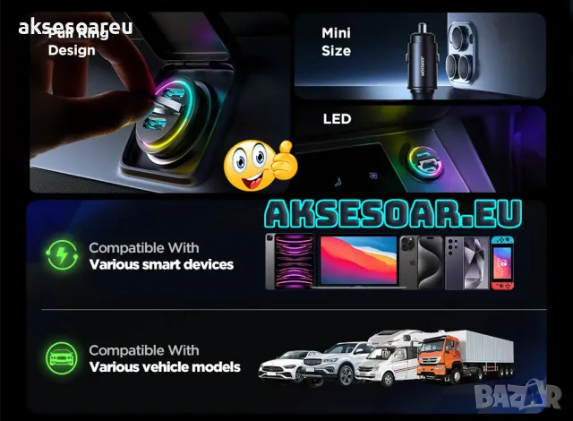 Супер бързо PD зарядно за зареждане на телефон в запалката на кола изцяло метално Dual USB с голяма , снимка 5 - Зарядни за кола - 47376220