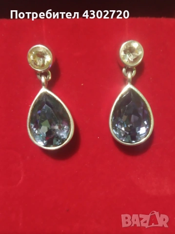 Обеци с кристали и сребърно поктитие