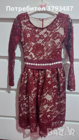 Дантелена рокля за момиче бордо 7/8години , снимка 5 - Детски рокли и поли - 52558285