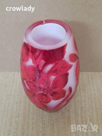 Красива ваза НАНСИ DAUM NANCY сецесион червена реплика, снимка 5 - Вази - 40919246