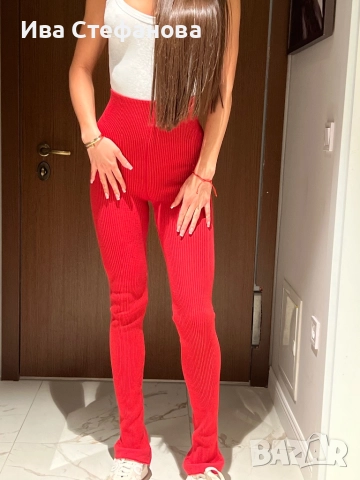 висока талия  Alice Evis от бранда Алисия нов спортно елегантен сет две части костюм червен комплект, снимка 3 - Костюми - 52516933