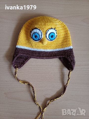 Детска плетена шапка Спонджбоб, снимка 2 - Бебешки шапки - 42609743
