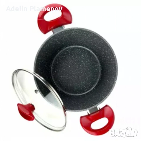 Тенджера Voltz, 3.4л./9.5л., Дълбока, Мраморно покритие, Индукция, Червен, снимка 5 - Съдове за готвене - 53293680