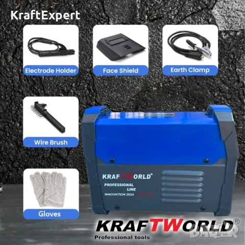 Инверторен Електрожен 400А KraftWorld + Соларна Маска – с Дисплей, Куфар, Кабели, Маска, Чукче, снимка 2 - Други инструменти - 50575979