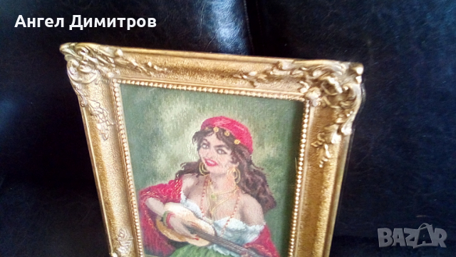 Страхотен ретро ръчен гоблен Циганката, снимка 7 - Антикварни и старинни предмети - 36117007