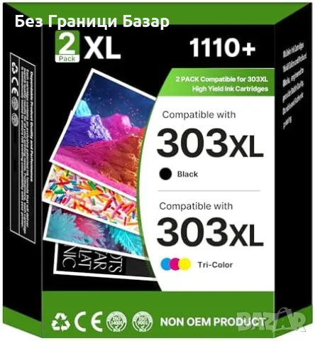 Нови 303XL Мастилници за HP Envy Photo Tango Black Colour Комплект 2 броя тонер принтер печат