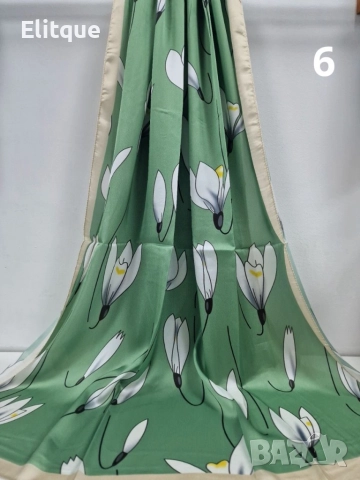 Дамски красив сатенен шал 1.80х0.90см, снимка 5 - Шалове - 52895458