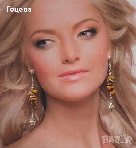 Бохо комплект обици и колие с камъни Мокаит и орнаменти цвят сребро , снимка 8 - Бижутерийни комплекти - 41967682