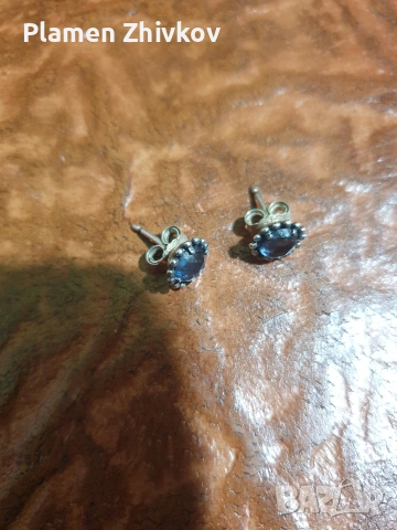 колие пръстен и обици сребро със син сапфир, снимка 5 - Бижутерийни комплекти - 53427721