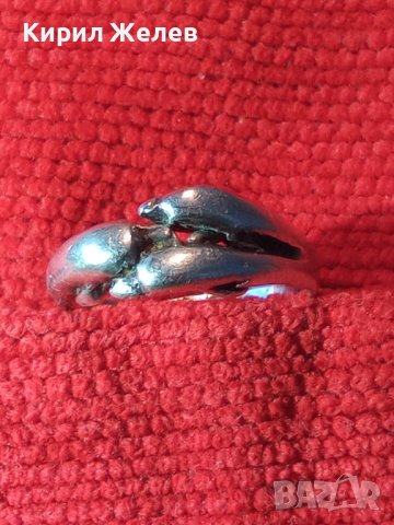 ДЕЛФИНИ - СТАР ФИГУРАЛЕН СРЕБЪРЕН ПРЪСТЕН ВИСОКА ПРОБА СРЕБРО МАЙСТОРСКА ИЗРАБОТКА АНГЛИЯ 26809 , снимка 5 - Пръстени - 34895919