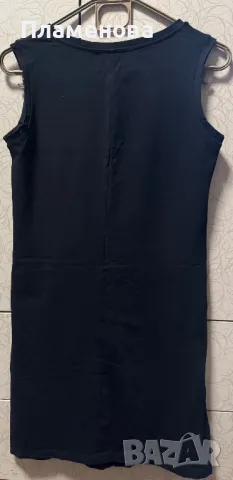 Черна рокля с бели надписи - one size , снимка 2 - Рокли - 48911894