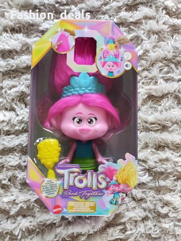 Нова DreamWorks Trolls Poppy кукла със светеща коса и музика, снимка 6 - Кукли - 42731215